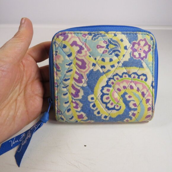 Vera Bradley Capri Blue Mini Zip Wallet quilted cotton - Picture 3 of 9